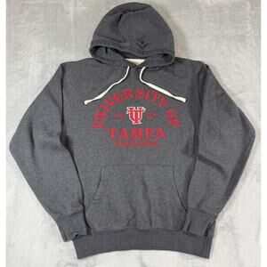 University of Tampa Spartans Hoodie Medium League Gray Red Embroidered Logo